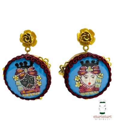 Small TAMBURELLI earrings with MOOR'S HEADS