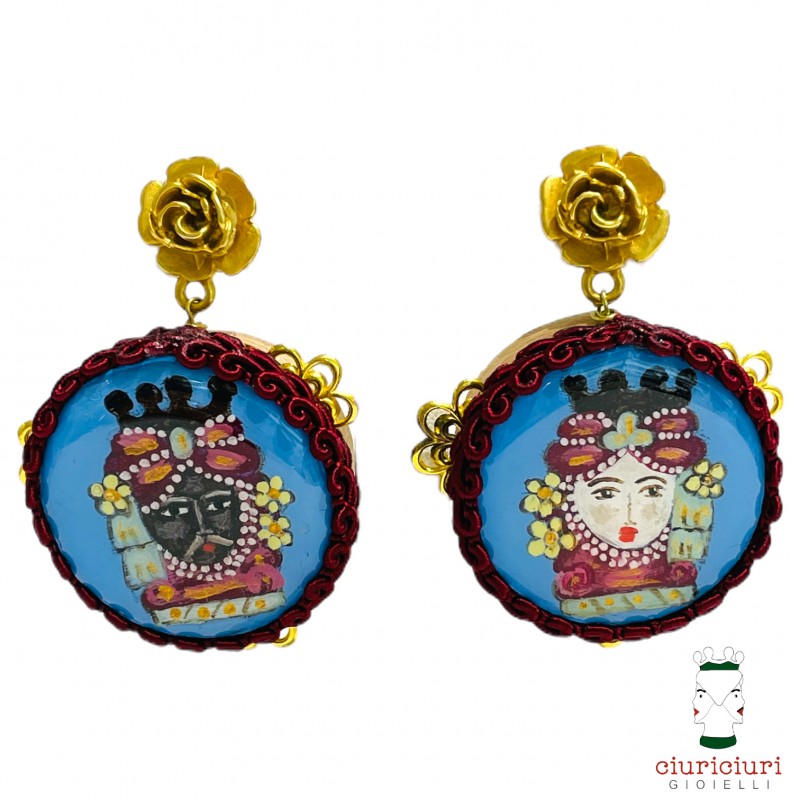 Small TAMBURELLI earrings with MOOR'S HEADS