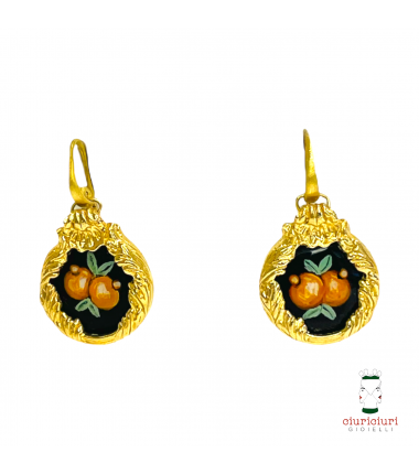 Small BAROQUE earrings ORANGE black background