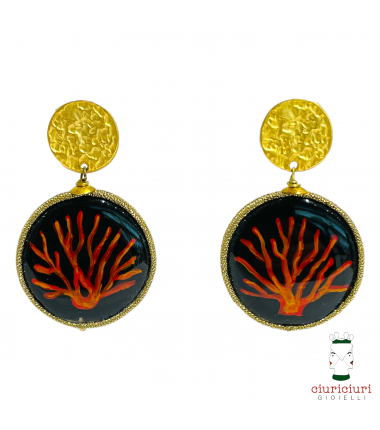 MOTHER OF PEARL medium earrings CORAL black background