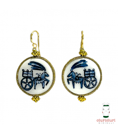 Orecchini MADREPERLE medi CARRETTO bianco e blu