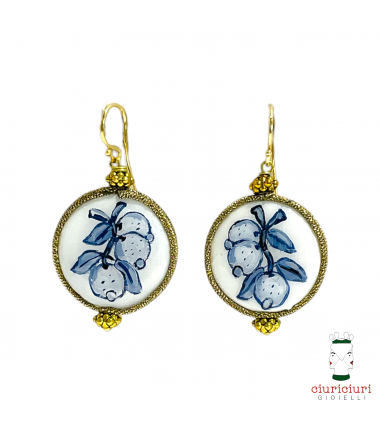 Orecchini MADREPERLE medi LIMONI bianco e blu
