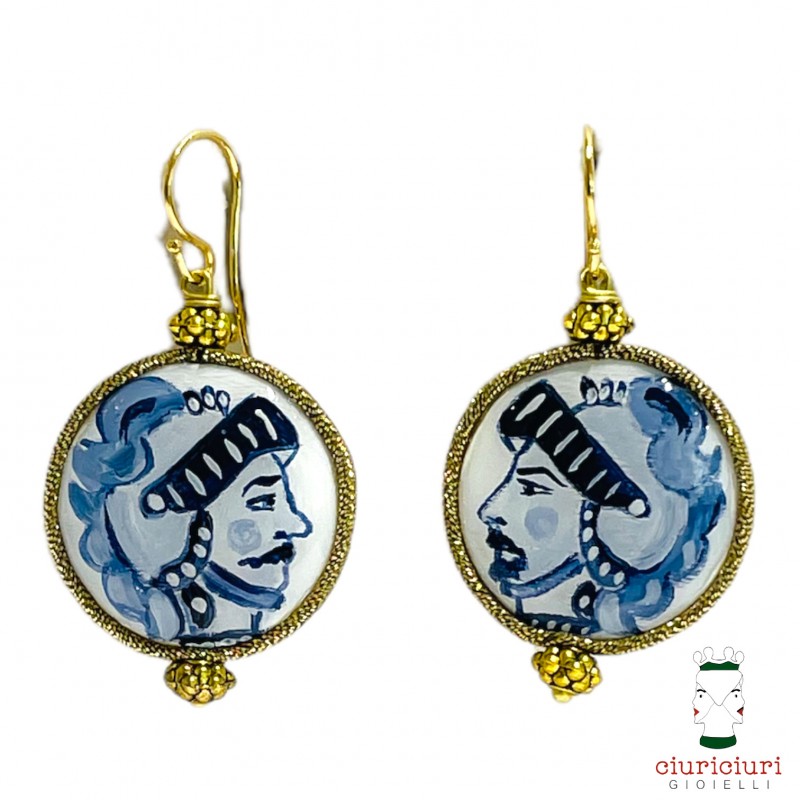 Orecchini MADREPERLE medi PALADINI bianco e blu