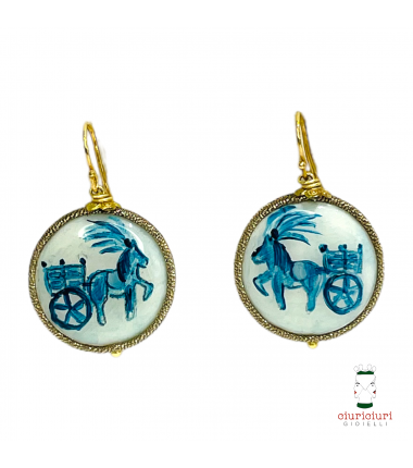 Orecchini MADREPERLE medi CARRETTO bianco e petrolio