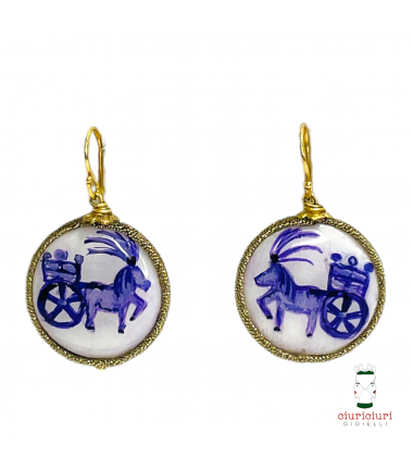 Orecchini MADREPERLE medi CARRETTO bianco e viola