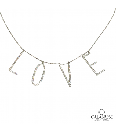 LOVE choker necklace in silver and zirconia