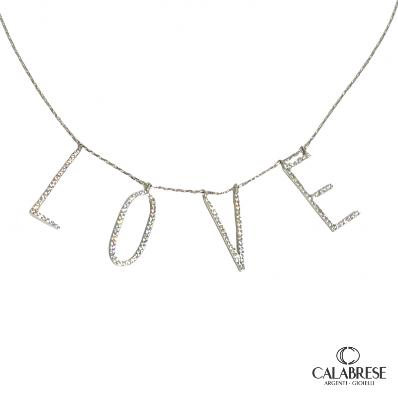 LOVE choker necklace in silver and zirconia