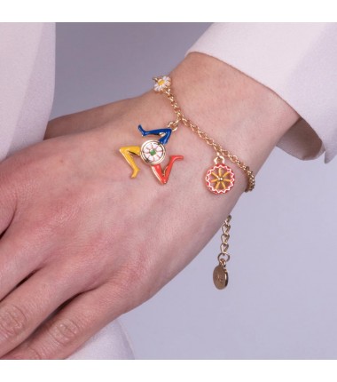 I Love Sicily - BYS - Metal bracelet with Trinacria and cart wheel