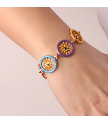 I Love Sicily - BYS - Metal bracelet with multicolor wheels