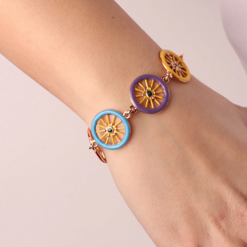 I Love Sicily - BYS - Metal bracelet with multicolor wheels