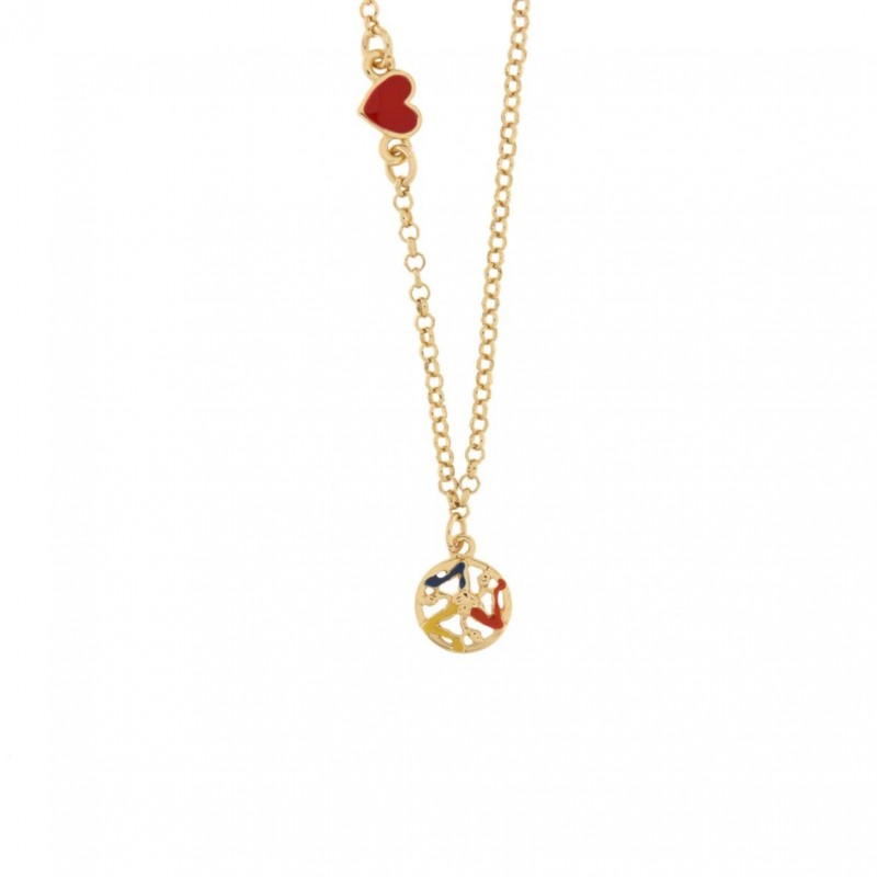 I Love Sicily - BYS - Collana in metallo con Trinacria pendente e cuoricino
