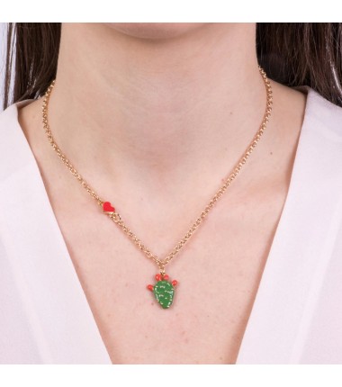I Love Sicily - BYS - Metal necklace with prickly pear and little heart