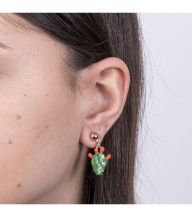 I Love Sicily - BYS - Metal earrings with little prickly pear pendant
