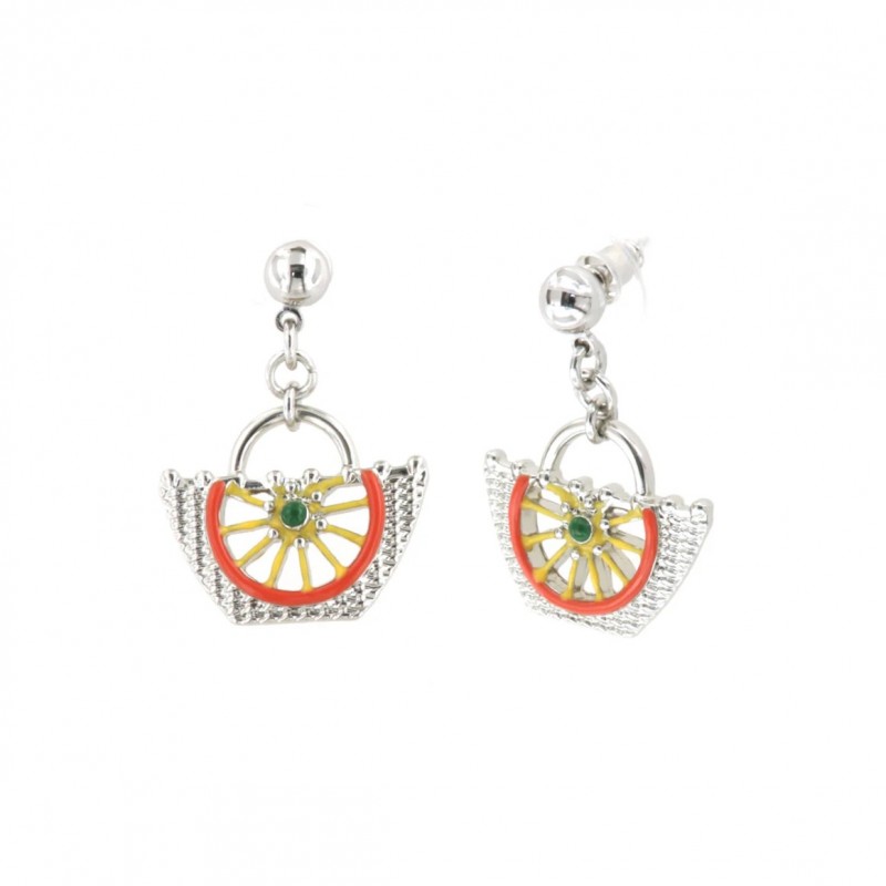 I Love Sicily - BYS - Orecchini in metallo coffa pendente con ruota rossa