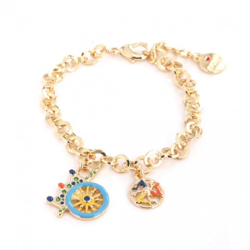 I Love Sicily - BYS - Metal bracelet with trinacria and Sicilian cart