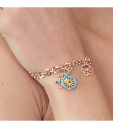 I Love Sicily - BYS - Metal bracelet with trinacria and Sicilian cart