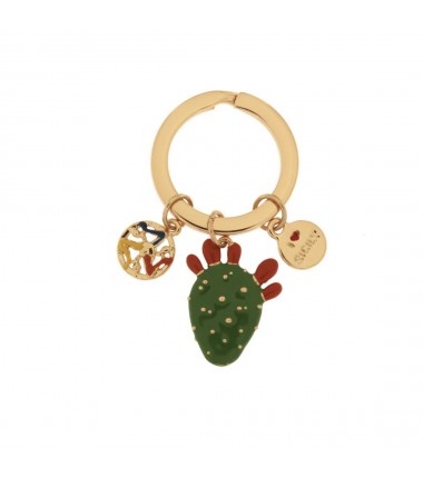 I Love Sicily - BYS - Metal keychain with prickly pear and trinacria pendant