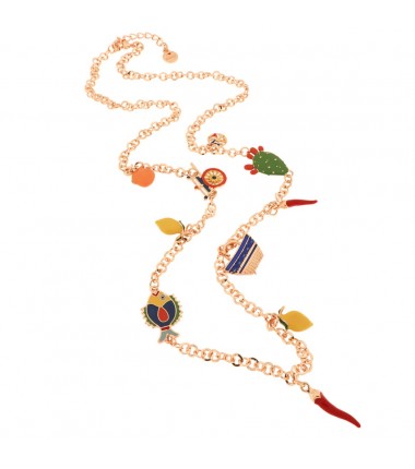 I Love Sicily - BYS - Metal necklace with Sicilian charms