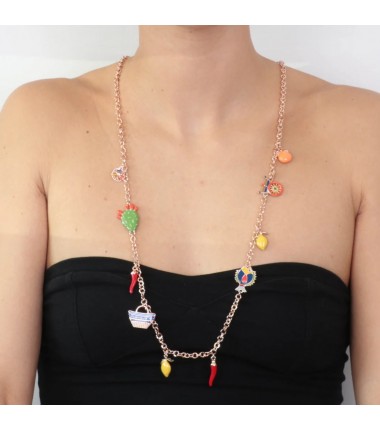 I Love Sicily - BYS - Metal necklace with Sicilian charms