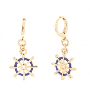 BYS - Metal hoop earrings with with blue rudder
