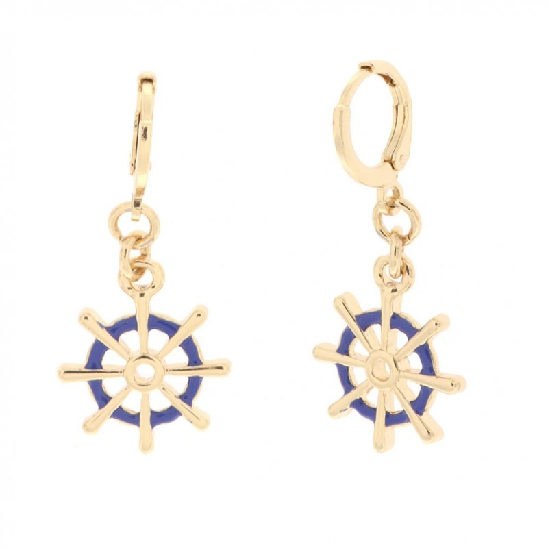 BYS - Metal hoop earrings with with blue rudder