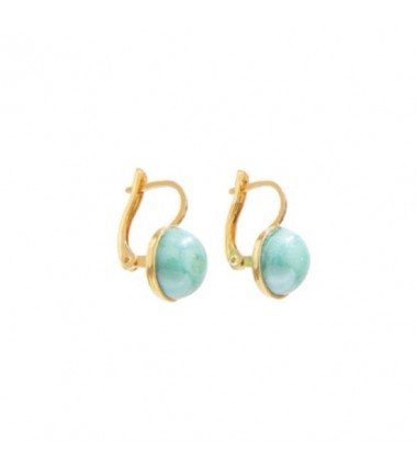 Murrina Murano - Seaside Serenity earrings petrol green, brass and Murano glass