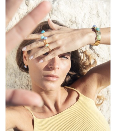 Murrina Murano - Seaside Serenity ring green, brass and Murano glass