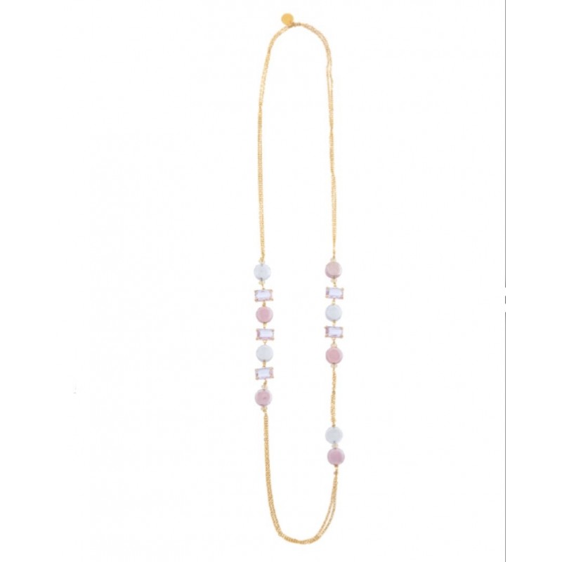 Murrina Murano - Sunset Mirage long necklace lilac, metal and Murano glass
