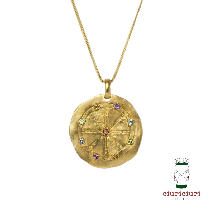 Ciuriciuri Gioielli - Ciondolo Amunì Medaglia grande ruota con pietre