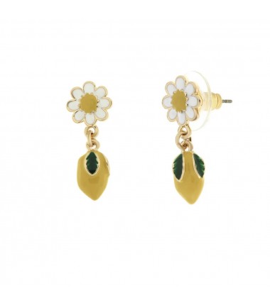 BYS - Metal earrings with flowers and lemons