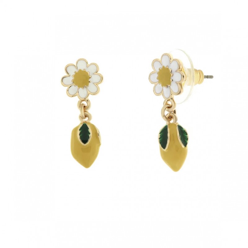 BYS - Metal earrings with flowers and lemons
