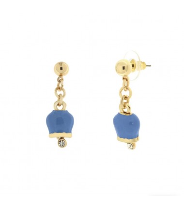 BYS - Metal earrings with cyan lucky bell pendant
