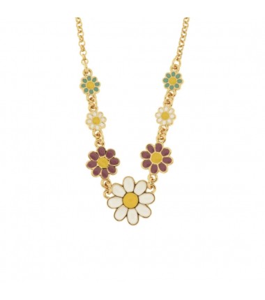 BYS - Metal necklace with colorful daisies