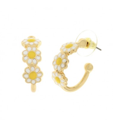 BYS - Metal hoop earrings with daisies