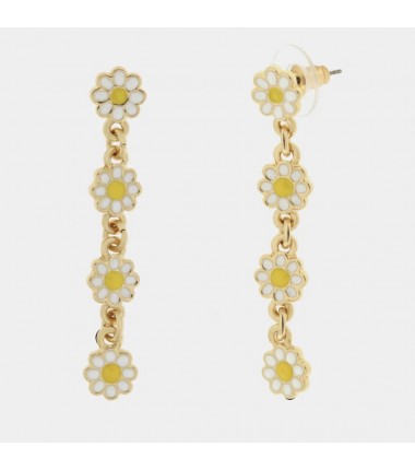 BYS - Metal earrings with pendant daisies