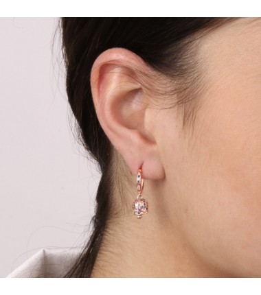 BYS Silver - Lucky Bell silver hoop earrings with multicolor zirconia