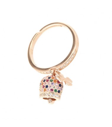 BYS Silver - Lucky Bell silver ring with multicolor zirconia