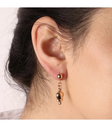 BYS - Orecchini in metallo con campanella portafortuna rosé pendente