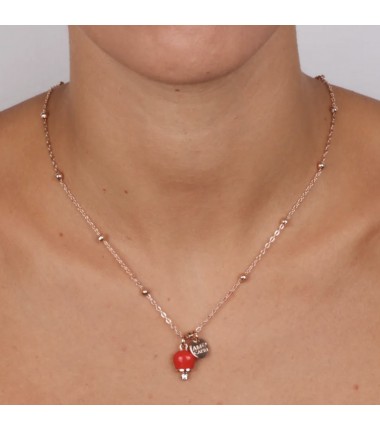 BYS - Metal necklace with red lucky bell pendant