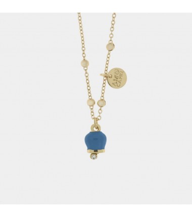 BYS - Metal necklace with cyan lucky bell pendant