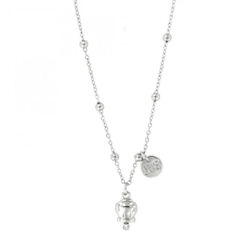 BYS - Collana in metallo con campanella portafortuna argentata pendente