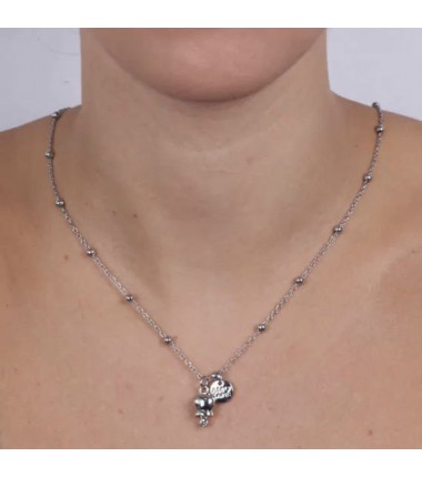 BYS - Metal necklace with silver lucky bell pendant