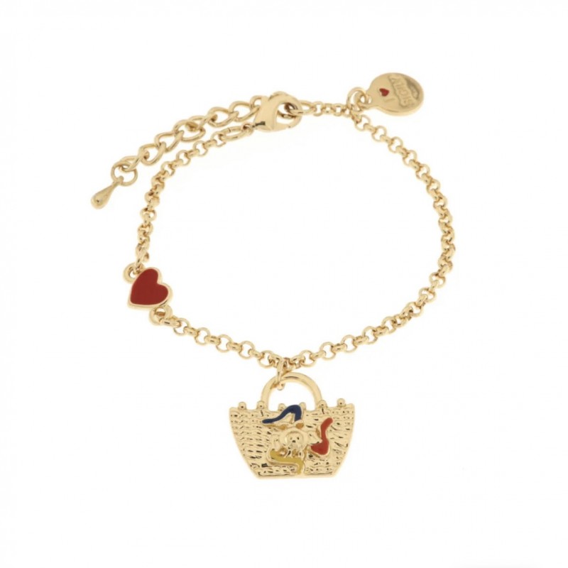I Love Sicily - BYS - Bracciale in metallo con cuoricino e coffa pendente