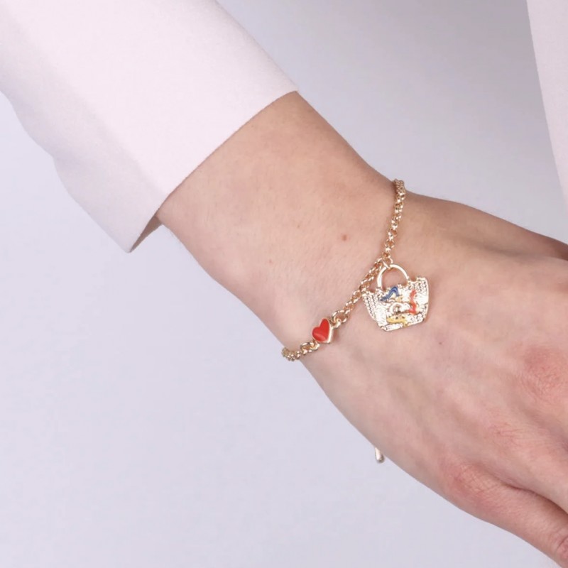 I Love Sicily - BYS - Bracciale in metallo con cuoricino e coffa pendente