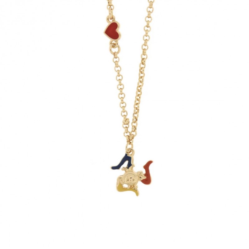 I Love Sicily - BYS - Collana in metallo con Trinacria pendente e cuoricino
