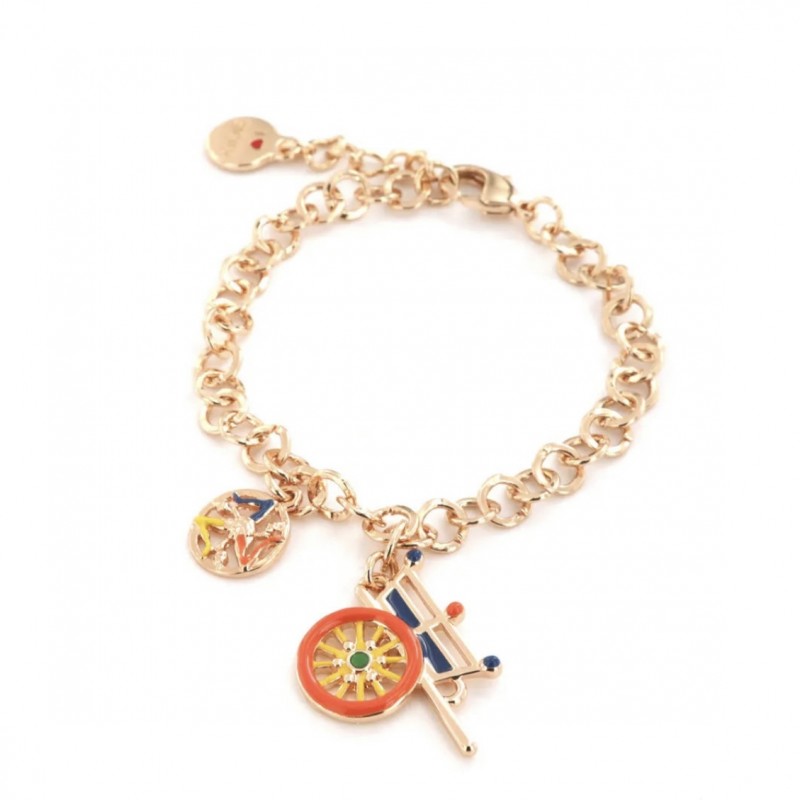 I Love Sicily - BYS - Bracciale in metallo con carretto siciliano pendente