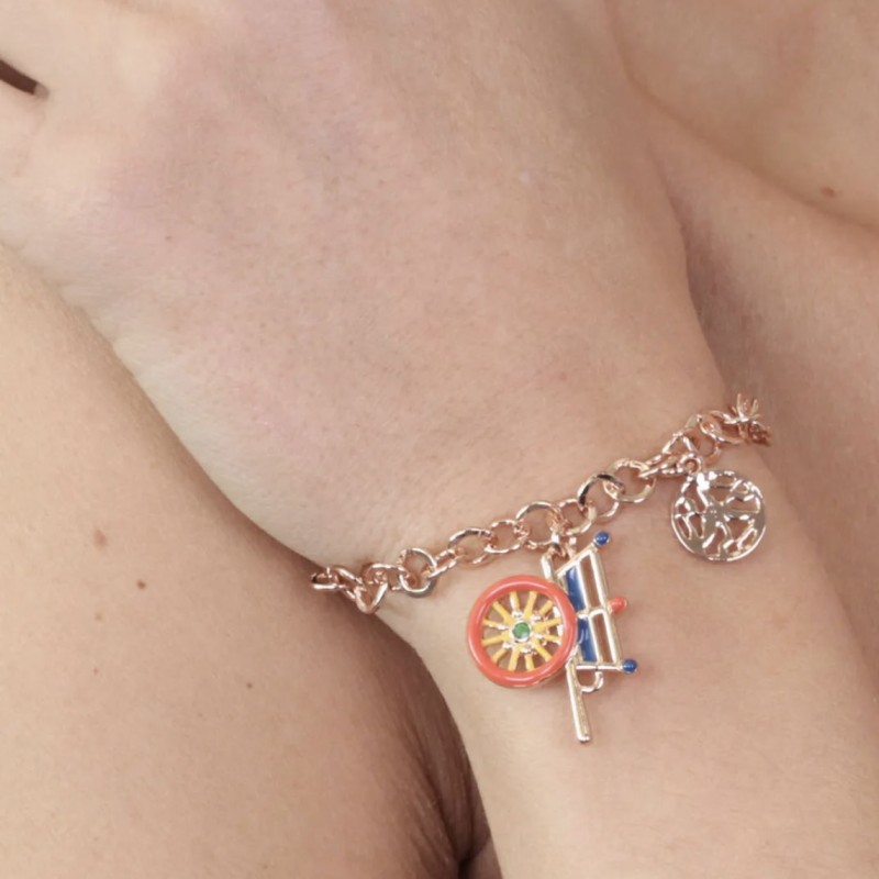 I Love Sicily - BYS - Bracciale in metallo con carretto siciliano pendente