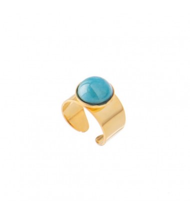 Murrina Murano - Seaside Serenity ring turquoise, brass and Murano glass