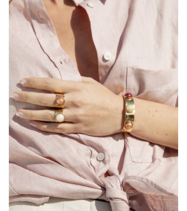 Murrina Murano - Seaside Serenity ring turquoise, brass and Murano glass