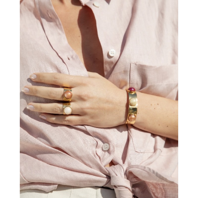 Murrina Murano - Seaside Serenity ring turquoise, brass and Murano glass